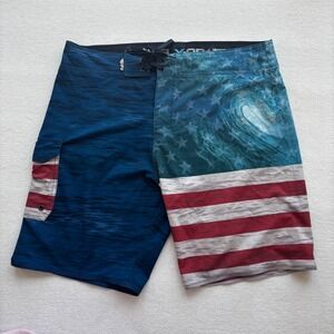 Salt Life Board Shorts Mens 36 Blue American Flag SLX-QD Vapor Stretch Trunks